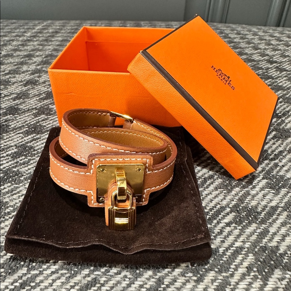 Two Hermes leather wrap bracelets